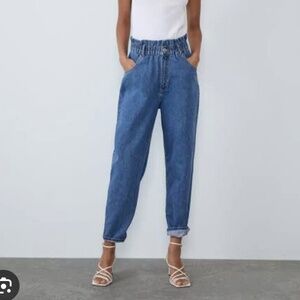 ZARA | Dark Wash Paperbag Jeans